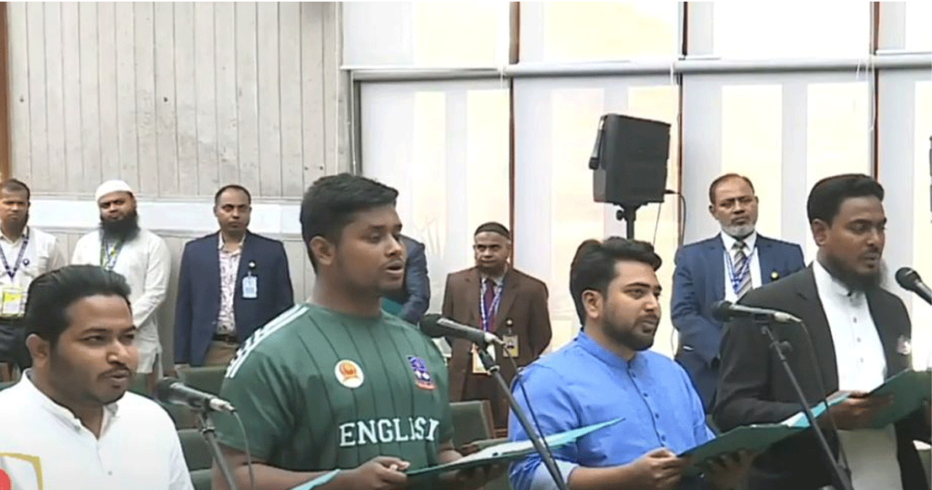 সংসদে এনসিপির ৬ এমপির অভিষেক, নিলেন দ্বৈত শপথ