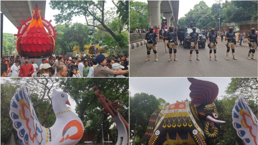 ঢাকায় রঙের ঢল, ঢোলের তালে শুরু বৈশাখী শোভাযাত্রা
