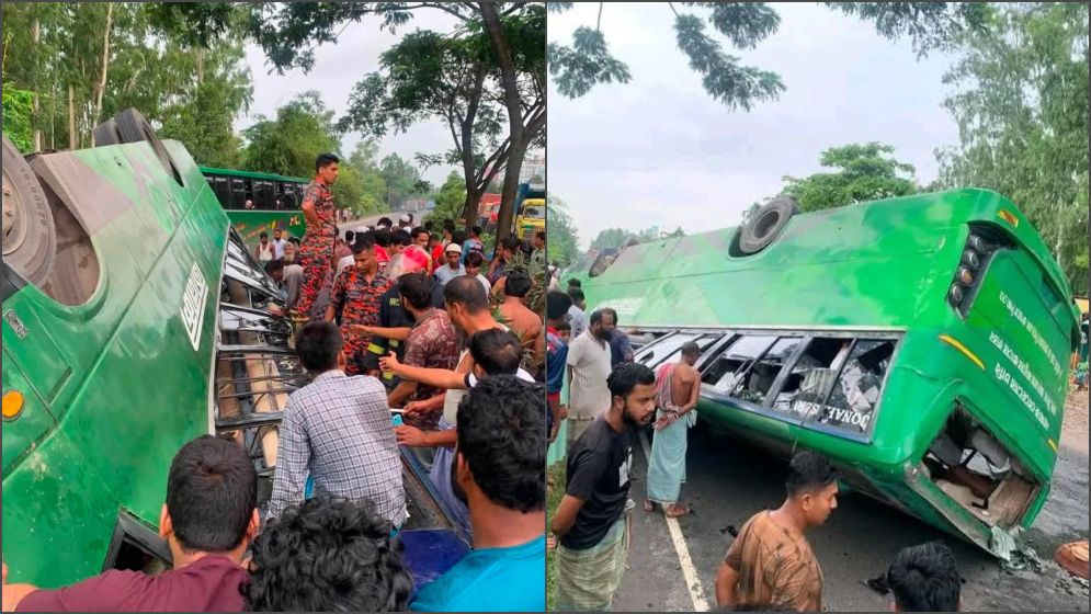 সীতাকুণ্ডে নিয়ন্ত্রণ হারিয়ে বাস উল্টে নিহত ১, আহত ৬