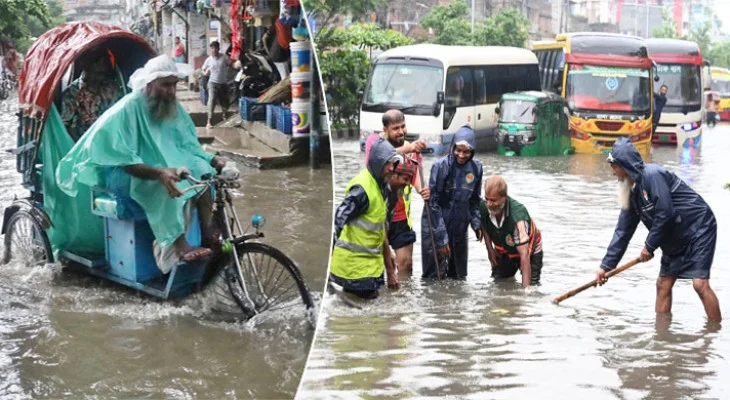ভারি বৃষ্টিতে জলাবদ্ধ ঢাকার সড়ক, চরম দুর্ভোগে নগরবাসী